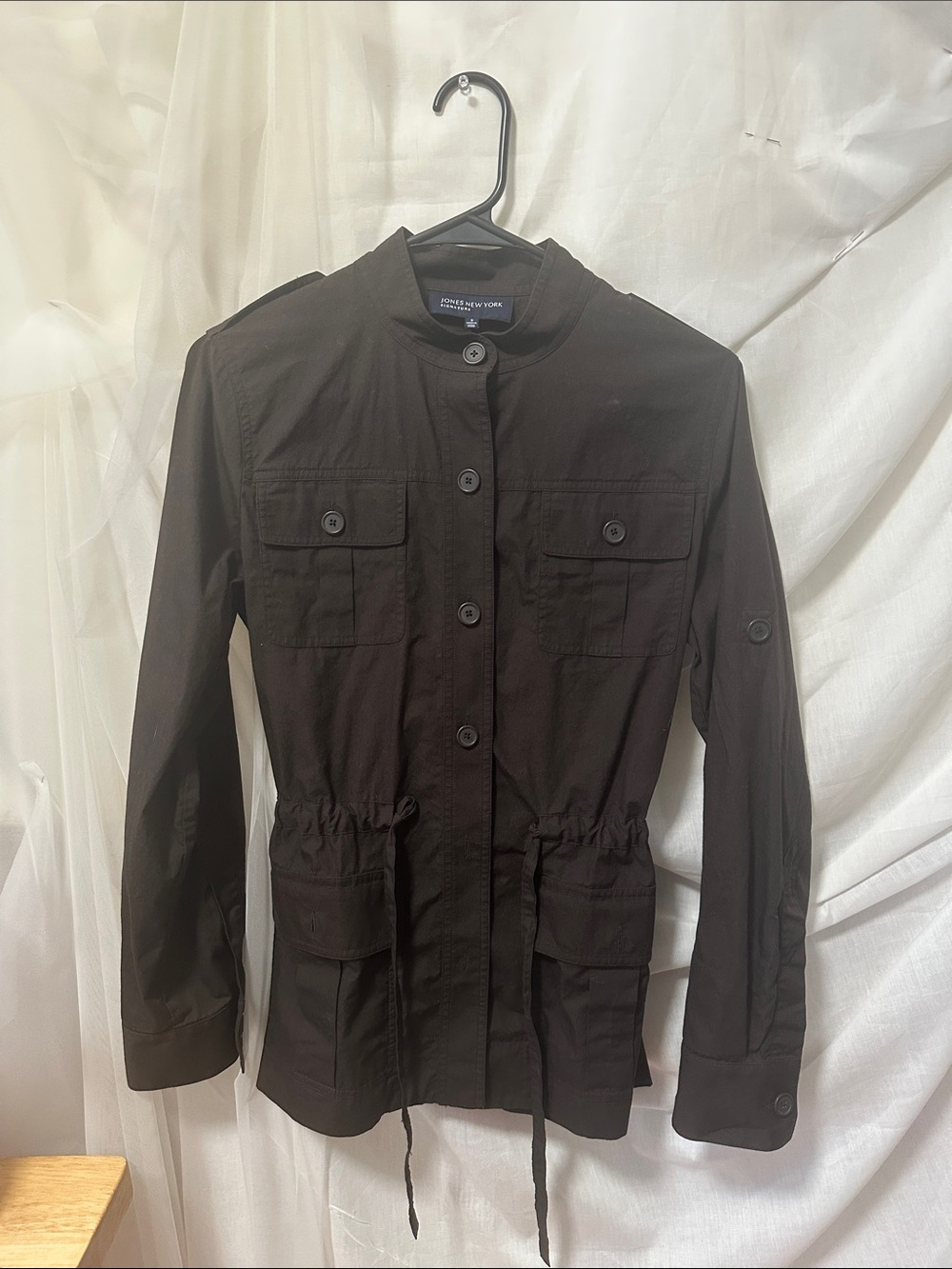 Jones New York Dark Brown Utility Drawstring Jacket